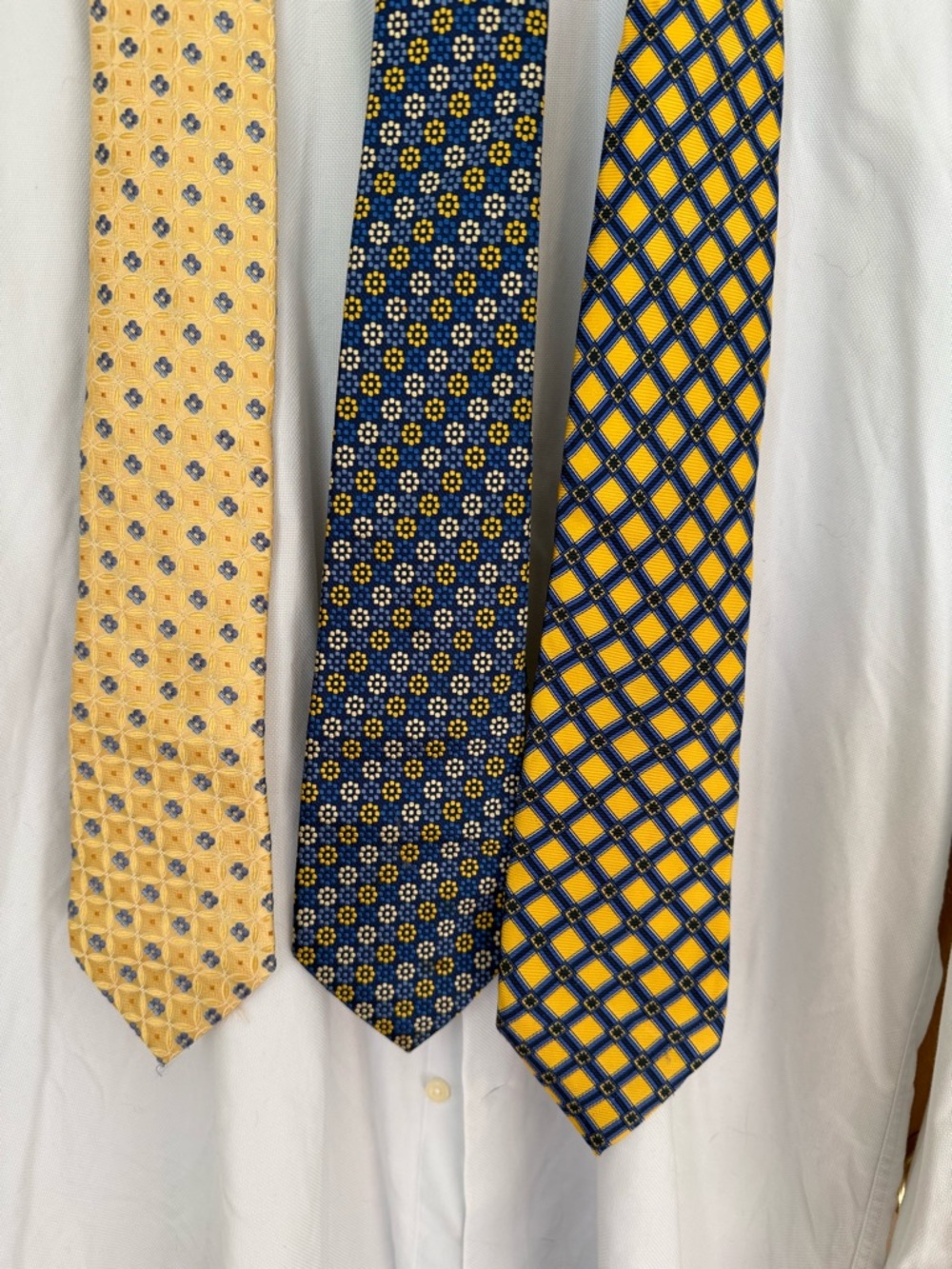 Designer Silk Tie Bundle - 100% Silk Yellow and Blue Pattern